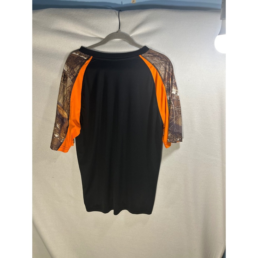 Realtree Mens Large Black Orange Camo Performance T-Shirt Staghorn Creek Hunting - Picture 2 of 4